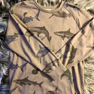Shark Print Crew Neck Sweatshirt 🌊🦈